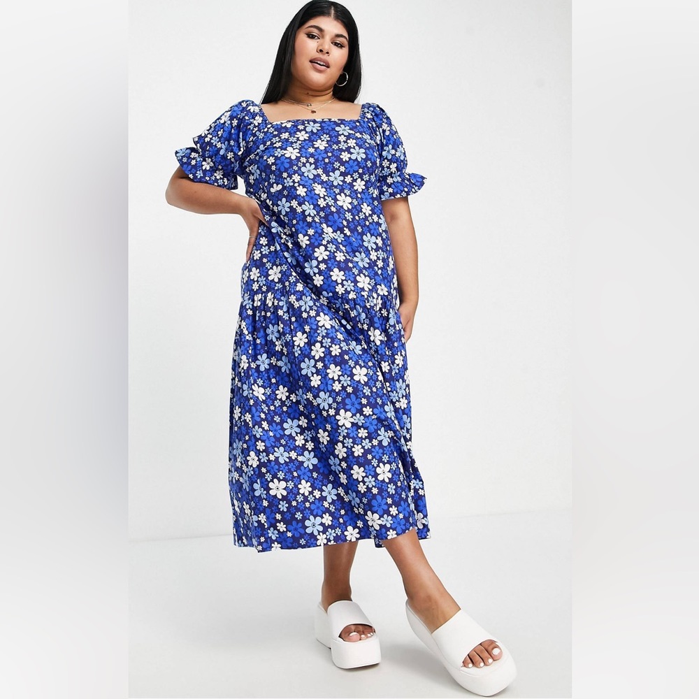 ASOS PLUS PUFF SLEEVE DRESS 💙🦋💙